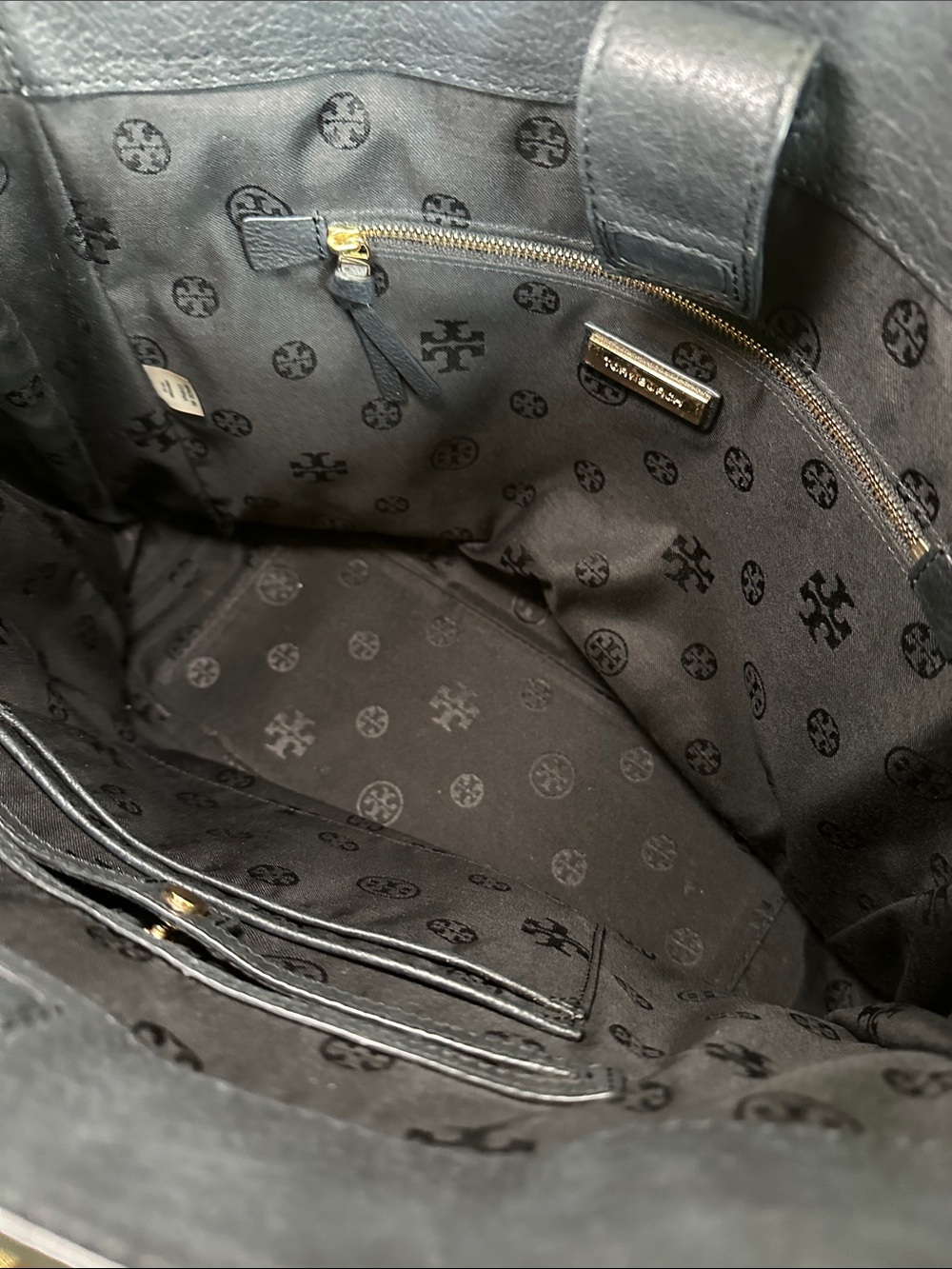 Tory Burch Ivy Side Zip Classic Black Pebbled Leather Large Shoulder Tote Bag - Picture 3 of 9